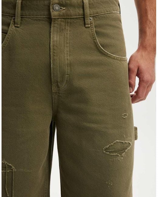Cotton On Green Y2K Super Baggy Jort for men