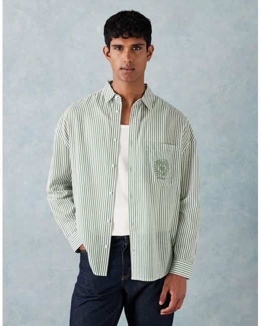 ASOS – oversize-hemd mit streifen in Gray für Herren