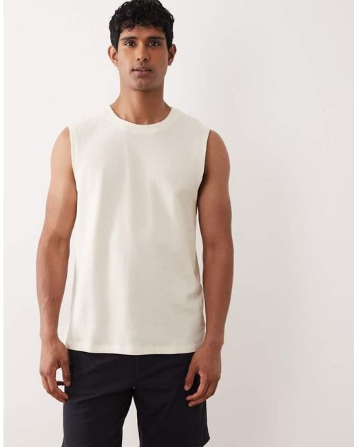 Jack & Jones White Textured Ribbed Vest Top for men