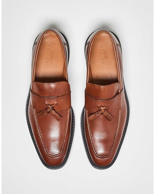 ASOS – leder-loafer in Brown für Herren