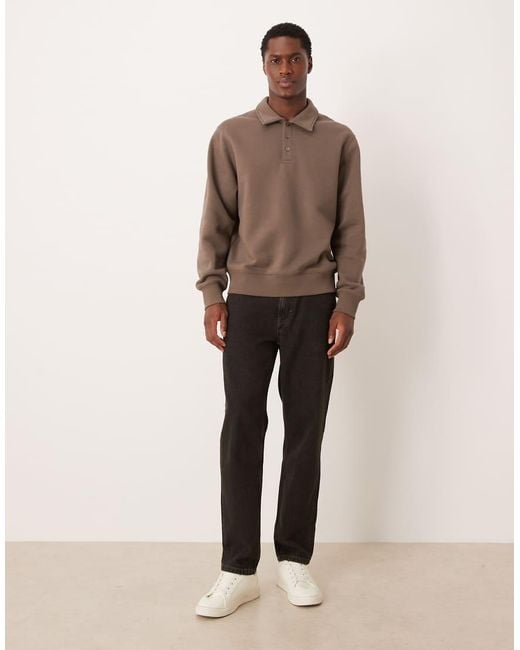Mango Brown Cotton Mix Polo Sweatshirt for men