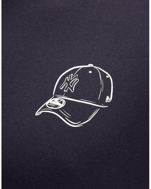 KTZ Blue Ny Yankees Baseball Graphic T-shirt With Back Print for men