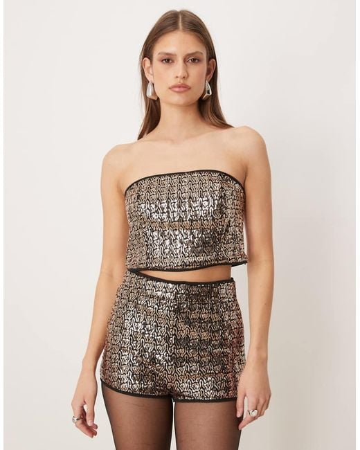 ASOS Natural Tailored Sequin Micro Short Co-Ord