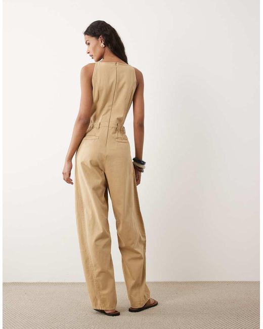 ASOS Natural Twill Jumpsuit With Seam Details