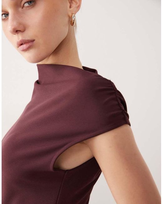 Mango Pink Asymmetric Short Sleeve Midi Dress