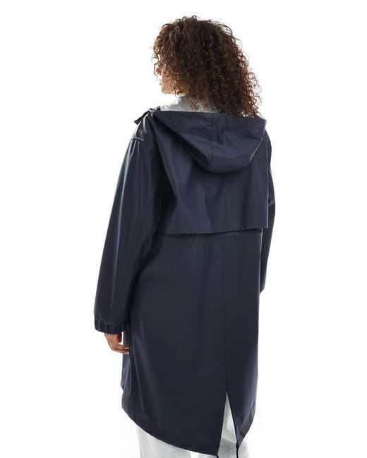ASOS Blue Contrast Detail Rubberised Rain Parka
