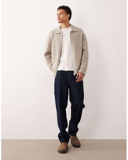 Cardigan Oversize Con Zip Sul Davanti di ARKET in Natural da Uomo