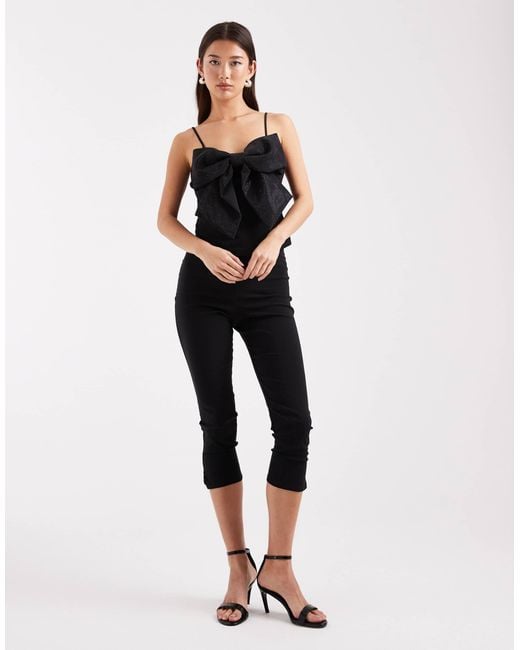 ONLY Black Sequin Bow Cropped Cami Top
