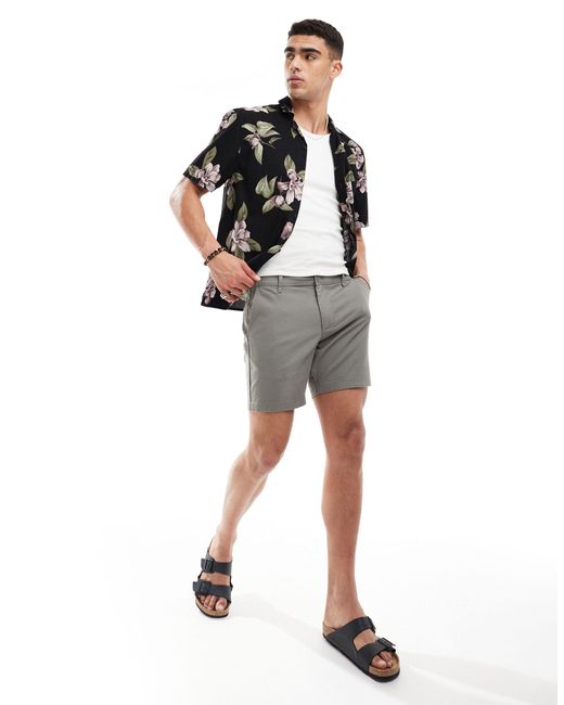 Hollister Black Short Sleeve Revere Collar Floral Print Poplin Shirt Boxy Fit for men