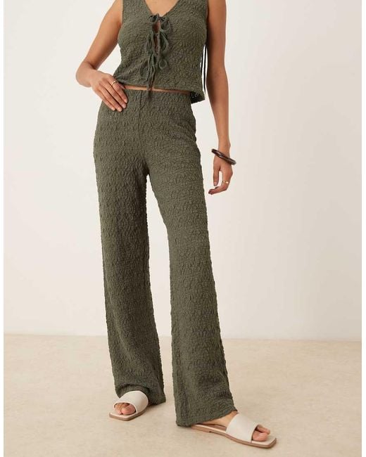 Mango Natural Crinkle Wide Leg Trouser Co-ord