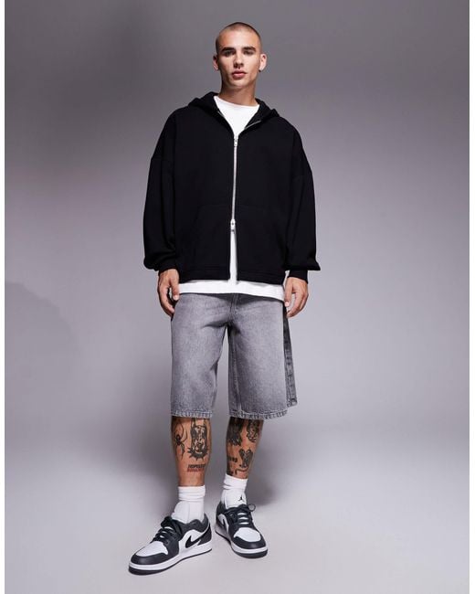 ASOS Blue Premium Heavyweight Extreme Oversized Zip Up Hoodie for men