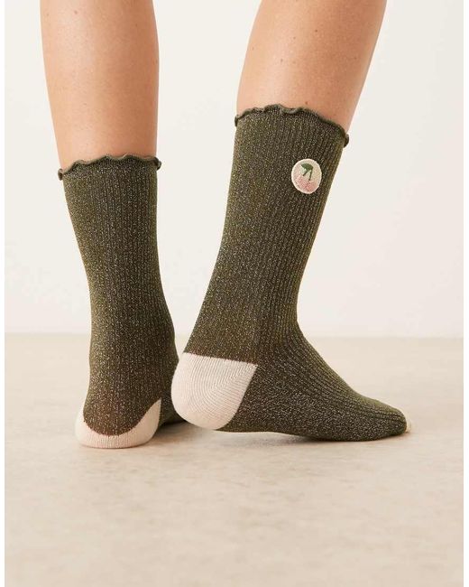 Accessorize Natural Cherry Frill Socks
