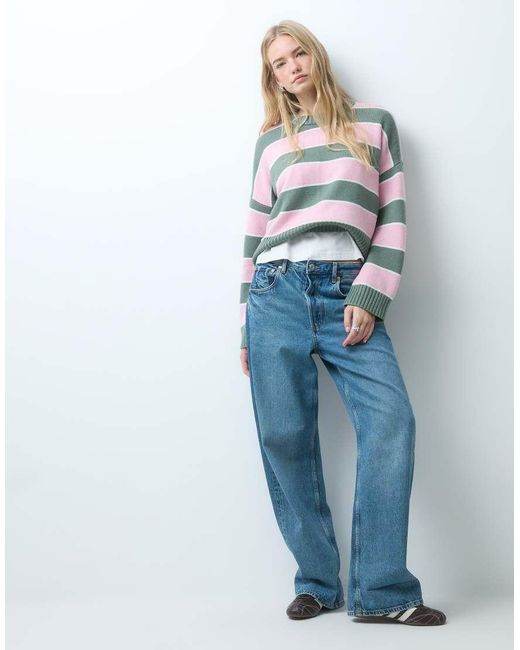 Hollister White Knitted Crew Neck Jumper