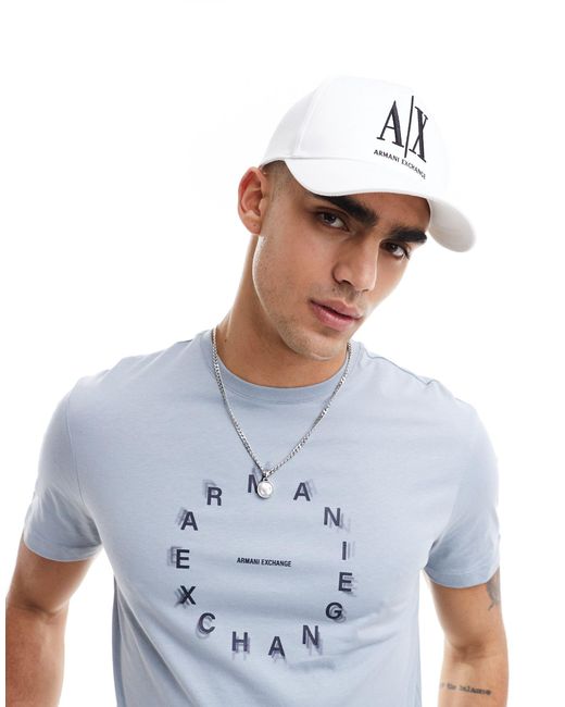 Armani Exchange White Large Logo Baseball Cap for men