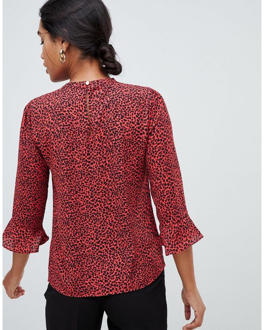 leopard print blouse red