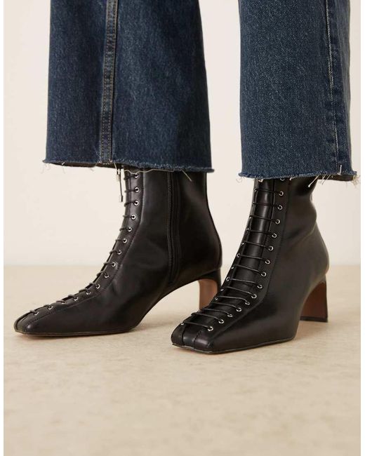 ASOS Blue Rue Lace Up Heeled Ankle Boots
