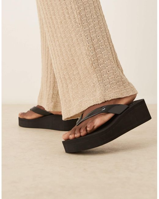 ASOS Natural Tigerlily Toe Thong Flatform Wedges