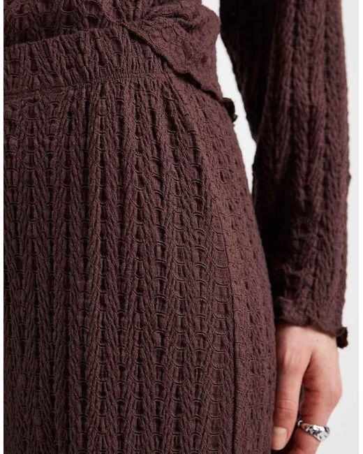 ONLY Brown Wide Leg Textured Trouser Co-Ord