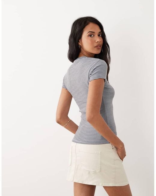Gina Tricot Blue Crew Neck Top