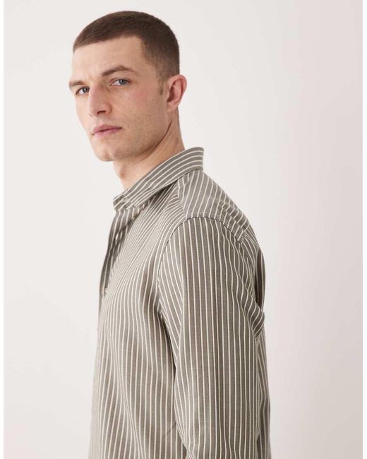 Mango Gray Classic Striped Shirt for men