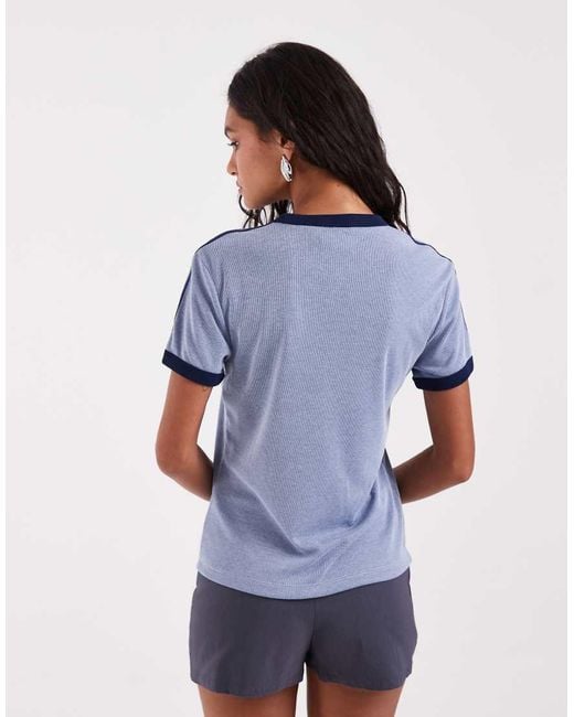 Adidas Originals Blue Slim Fit Three Stripe T-shirt
