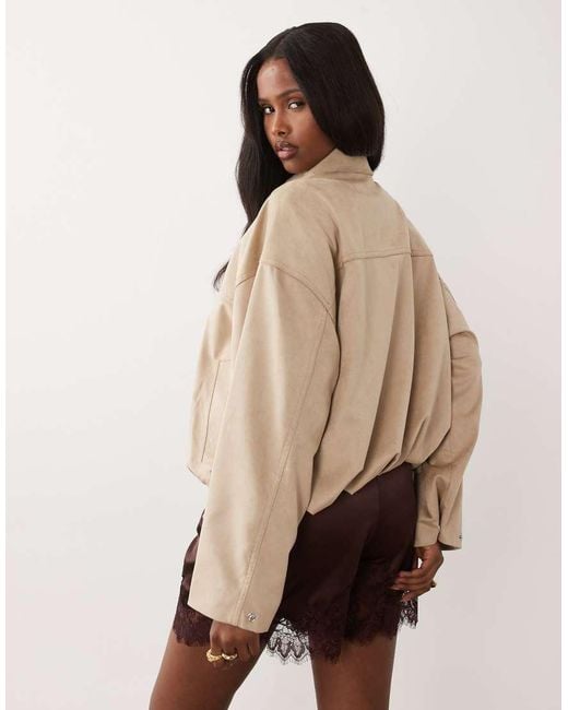 Gina Tricot Natural Faux Suede High Neck Jacket