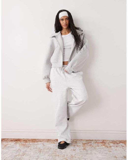 Weekday Gray Funnel Neck Zip Up Scub-style Hoodie