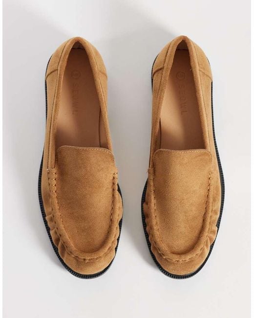 SEQWL White Cadilliac Faux Suede Penny Loafers