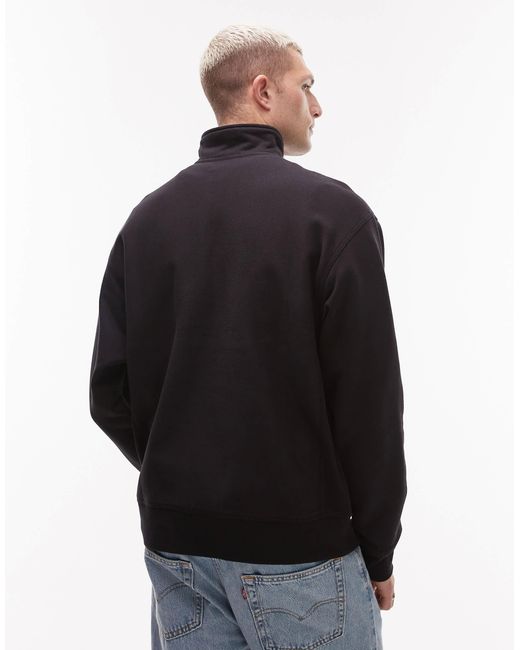 Carhartt – american script – es sweatshirt mit kurzem reißverschluss in Black für Herren