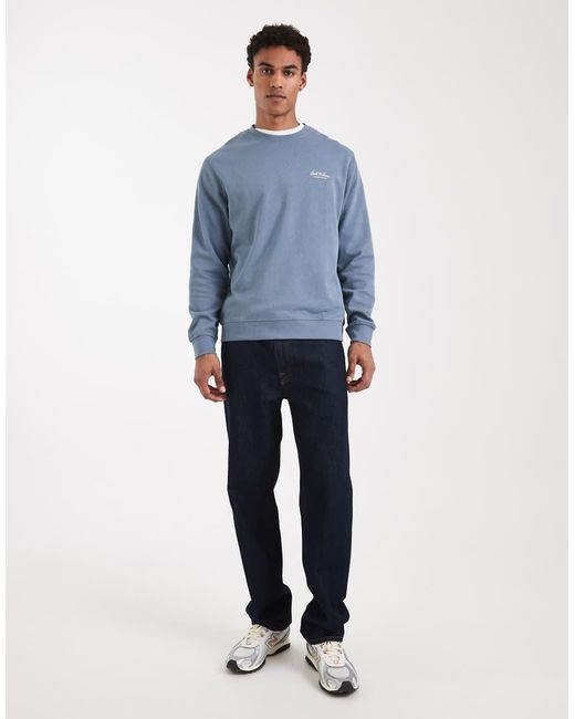 Jack & Jones Blue Sweatshirt With Script Logo for men