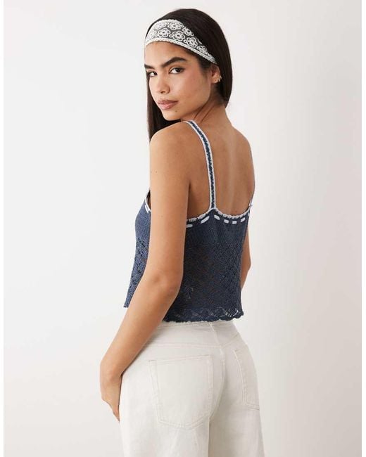 Kiwi & Co Blue Crochet Tie Front Detail Cami Top