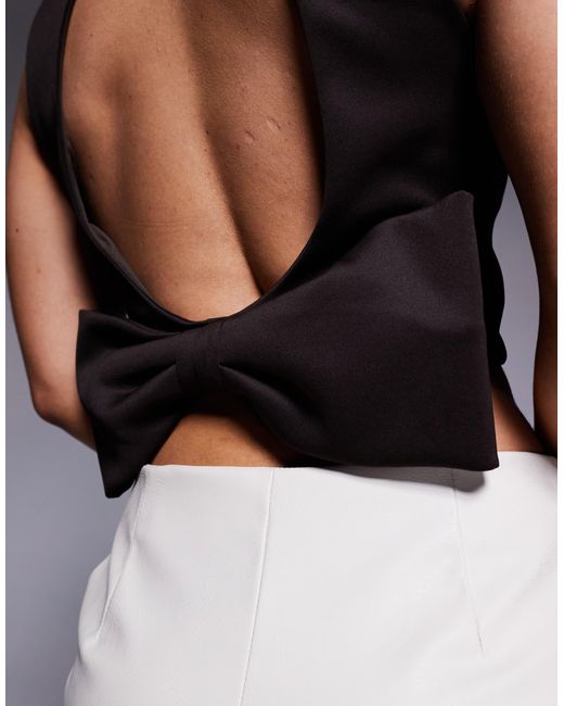 ASOS Brown Bow Detail Open Back Crop Top