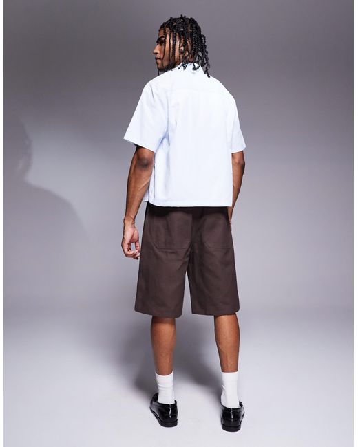 ASOS White Long Length Canvas Jort for men