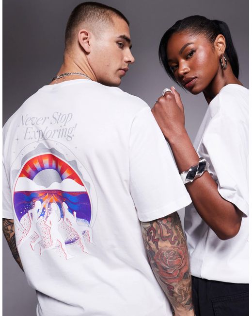 The North Face White – never stop – unisex-t-shirt