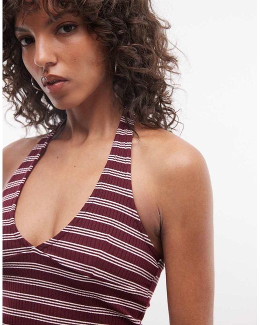 Collusion Multicolor Plunge Halterneck Top Co Ord
