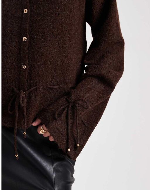 Miss Selfridge Brown Cosy Peplum Hem Cardigan