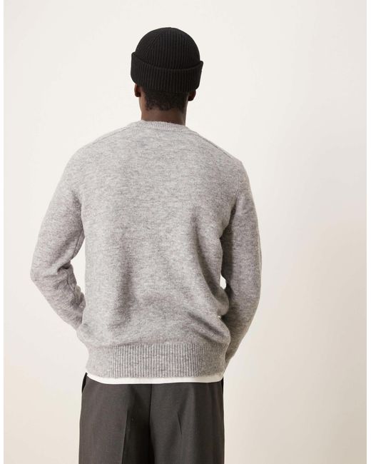 Pull duveteux en alpaga avec col ras SELECTED pour homme en coloris Gray