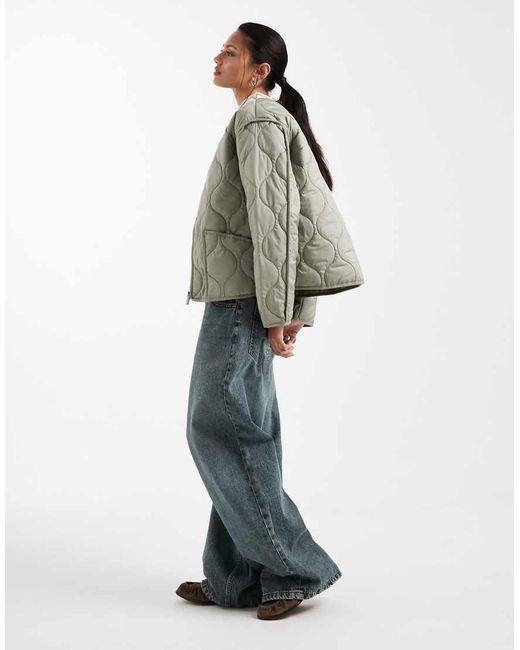 New Look Gray Quilted Padded Jacket