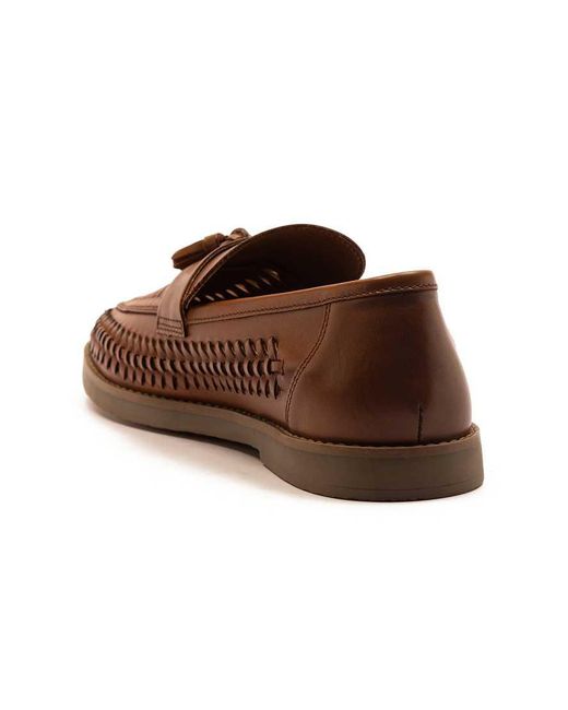 OFF THE HOOK Brown 'Tiger' Loafer Tassel Casual Slip-On Leather Shoes for men