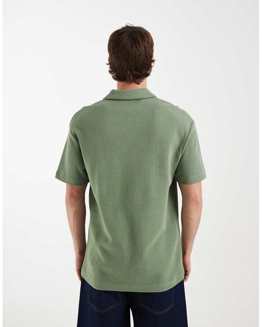 ASOS Green Relaxed Revere Polo for men