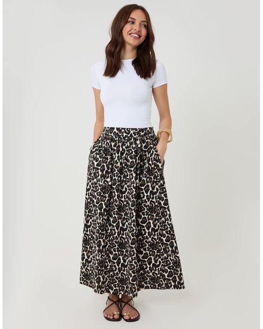 Threadbare Brown Print Jersey A-Line Maxi Skirt