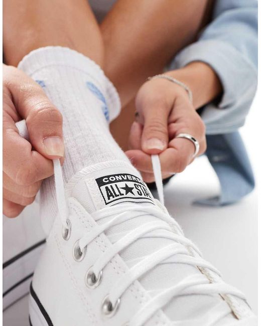 Converse White Chuck Taylor All Star Lift Ox Wide Fit Trainers