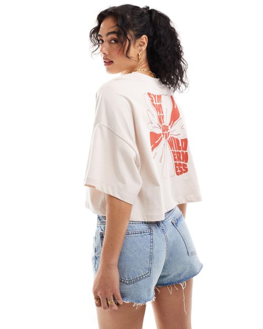 ONLY White 'symphony Of The Wilderness' Back Graphic Cropped Tee