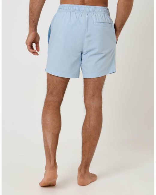 Threadbare Blue Drawcord Waist Seersucker Swim Shorts for men