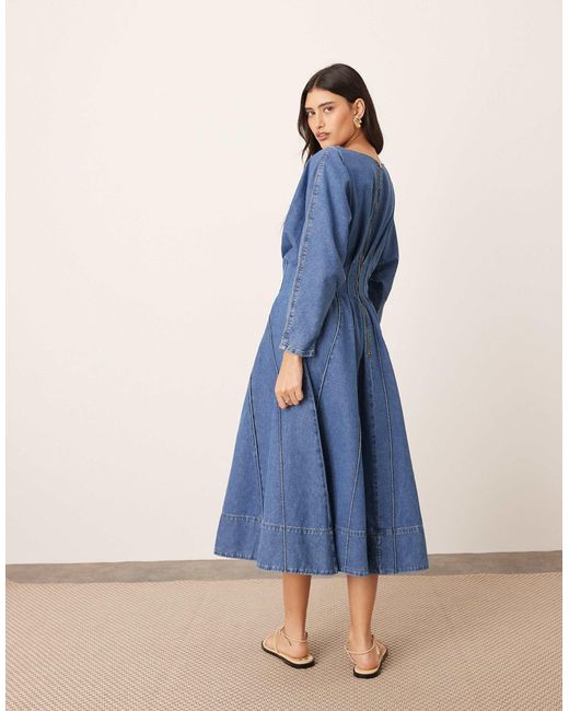 ARRANGE Blue – langärmliges jeans-midikleid