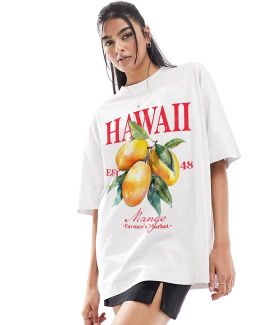 T-shirt coupe boyfriend avec motif hawaïen - glace chiné ASOS en coloris White