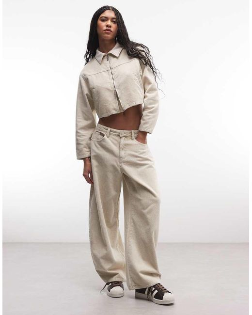 Liquor N Poker White Baggy Horseshoe Cord Jeans Co-Ord