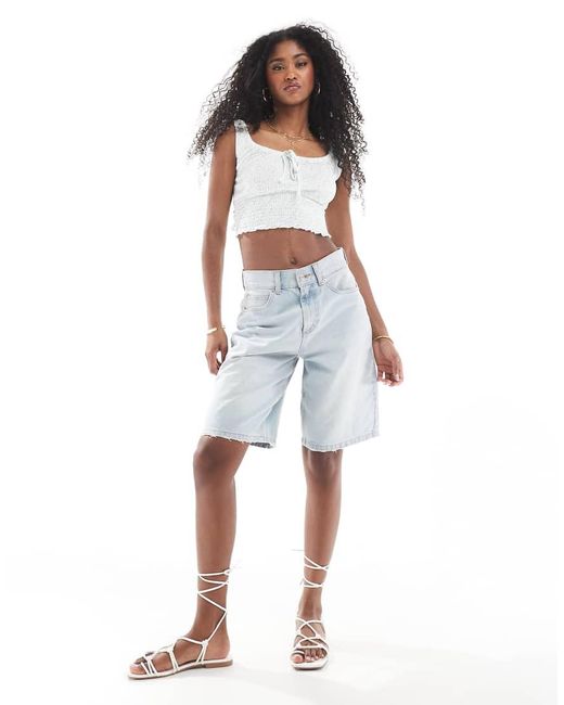 Cotton On White Shirred Short Sleeve Top