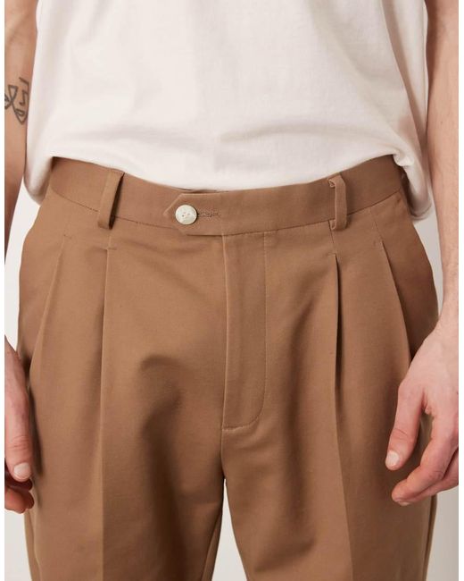 Chinos De Vestir Marrones De Corte Tapered De Algodón De ASOS de hombre de color White