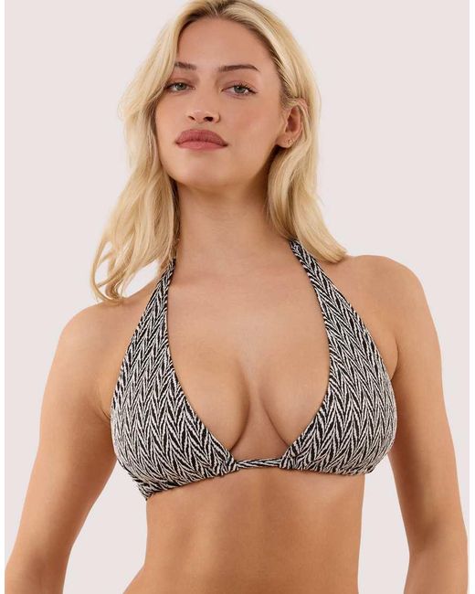 Wolf & Whistle Black Misqua Textured Chevron Fuller Bust Bikini Top